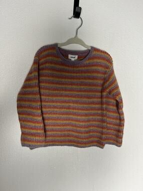 Oeuf Kids 100% Baby Alpaca Rainbow Striped Knit Sweater Size 4-5 Years